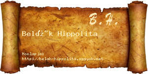 Belák Hippolita névjegykártya